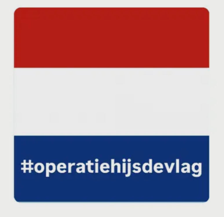 Sticker rood wit blauw #Operatiehijsdevlag - Versie2